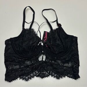 NWT La Senza Black Lace Longline Bra Bralette – Size M (Underwire)